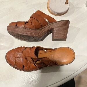 Born mule clogs. Criss cross pattern